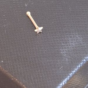 2x 14k yellow gold star nose ring stud or ear stud
